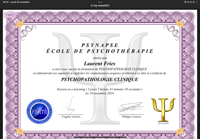 Diplome Psychopathologie Clinique