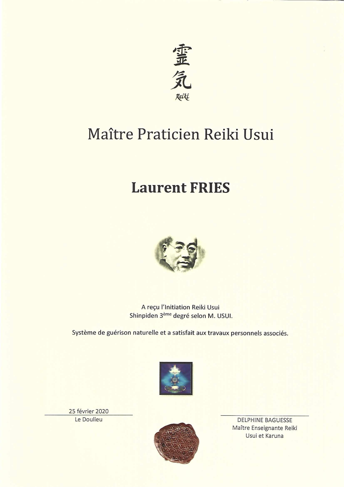 Diplome Reiki niveau 3